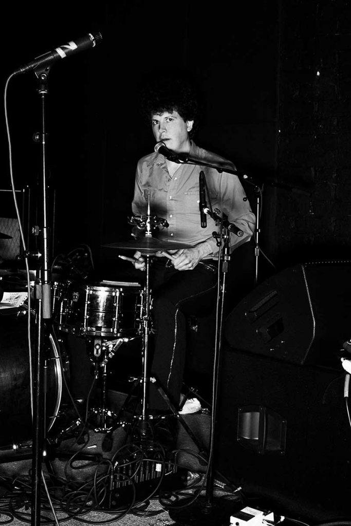 Drummer Oakley Munson from Black Lips photographed on stage at TV Eye in New York City by Alexander Thompson for Reserved magazine.