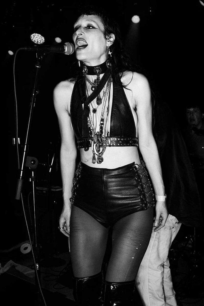 Zumi Rosow from Black Lips photographed on stage at TV Eye in New York City by Alexander Thompson for Reserved magazine.