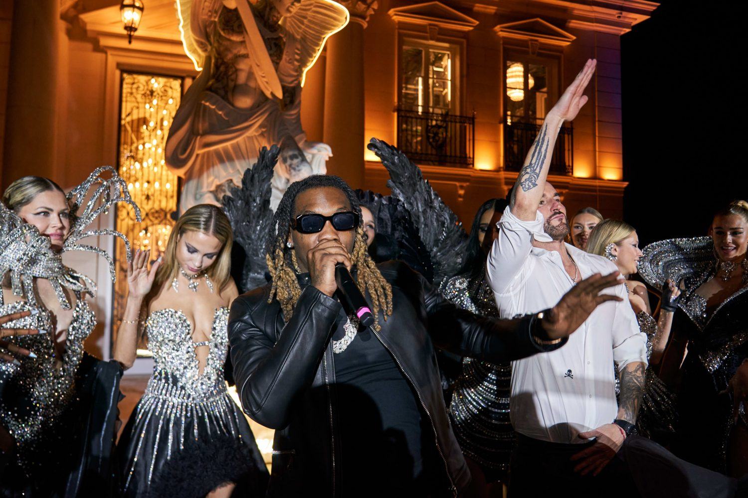 Offset and Philipp Plein at his pre Oscar Runway show in Bel Air Photo BFA