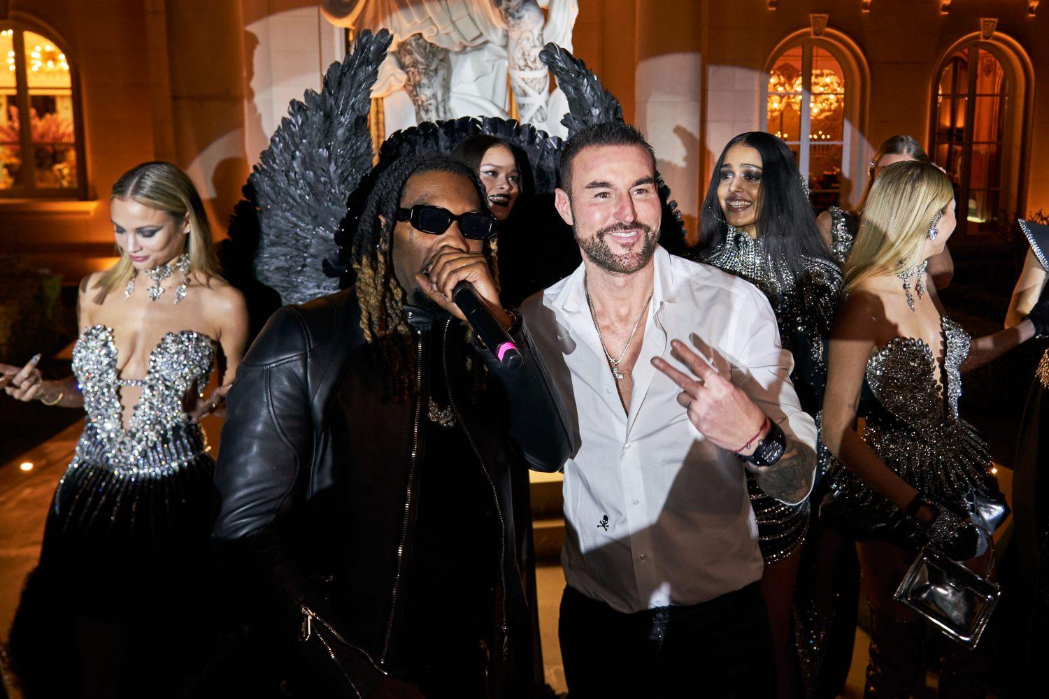 Offset and Philipp Plein at his pre oscar runway show in bel air