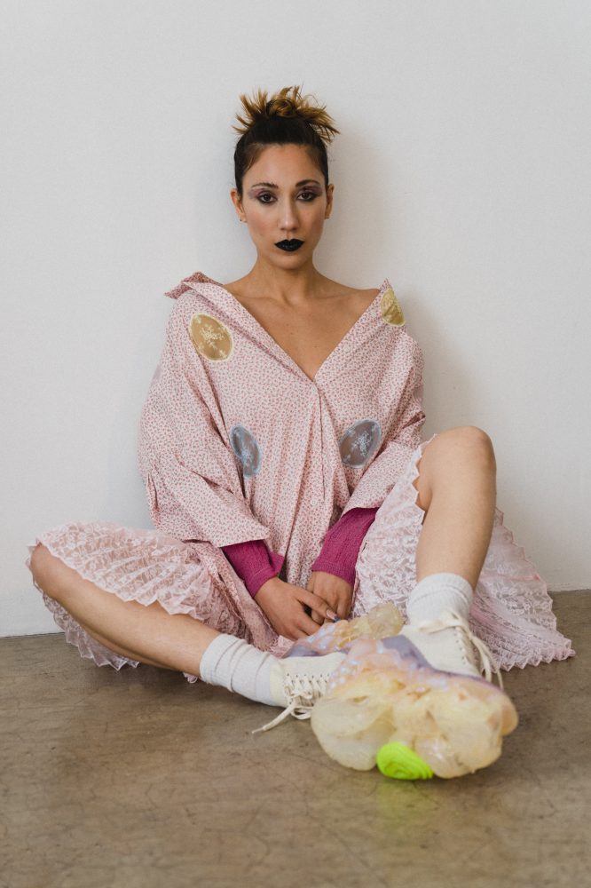 Tei Shi photographed by David Simon Dayan Styled by BJ Panda Bear wears Mikiosakabe dress and Grounds shoes.