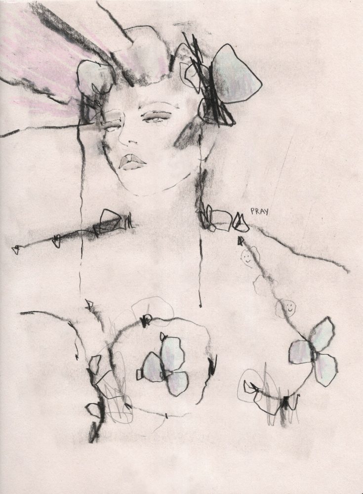 Natalie Krim Daydream paper and pastel bust