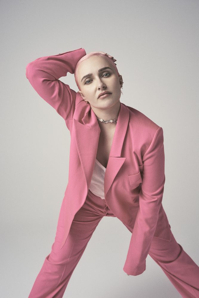 Hayden Panettiere in pink suit
