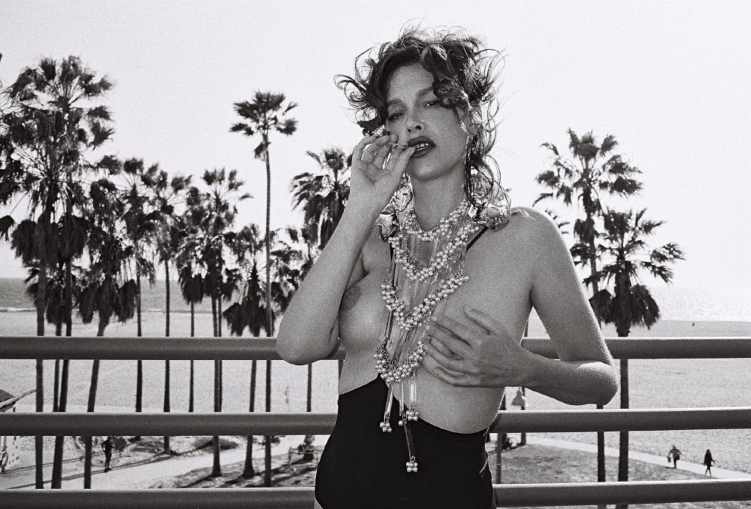 Paz De La Huerta for Reserved Magazine Shot by Dana Boulos Styled by BJ Panda Bear wearing Paume Los Angeles Topless close up 