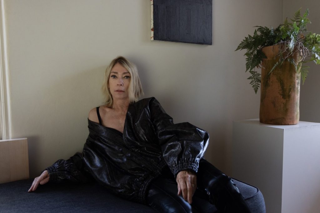 Photographed by Jason Renaud. Styled by BJ Panda Bear and Paul Rizzo. Hair by Paul Rizzo using Bumble and Bumble Makeup by Nicole Servin Joshua Nixon Kim Gordon wears BALENCIAGA jacket and ANNAKIKI Leggings.