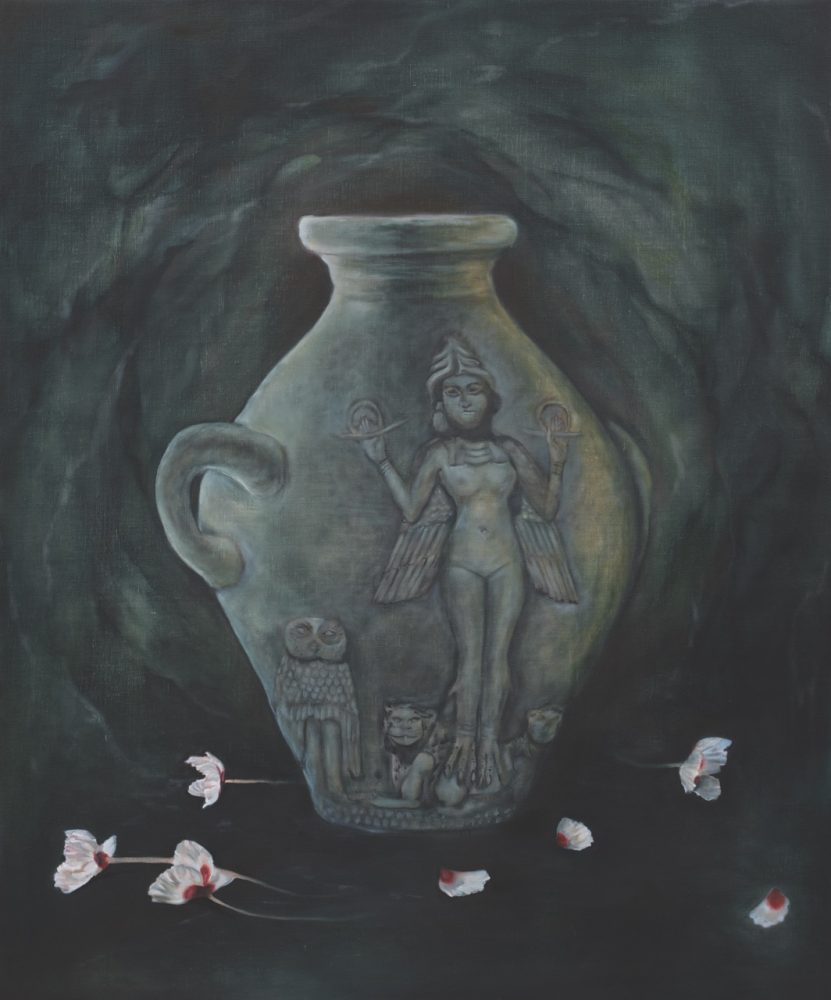 Nicolette Mishkan | Slow Motion Siren Sex Nicolette Mishkan, DESCENT VESSEL, 2025, oil on linen, 30 x 36 inches. Photo by Paul Salveson; Courtesy of the artist and Megan Mulrooney Gallery.