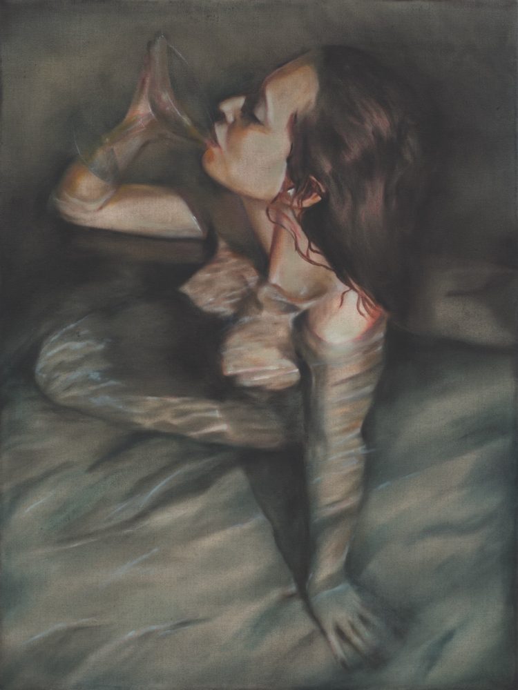 Nicolette Mishkan | Slow Motion Siren Sex Nicolette Mishkan, DROWNED, 2024/25, oil on linen, 18 x 24 inches. Photo by Paul Salveson; Courtesy of the artist and Megan Mulrooney Gallery.