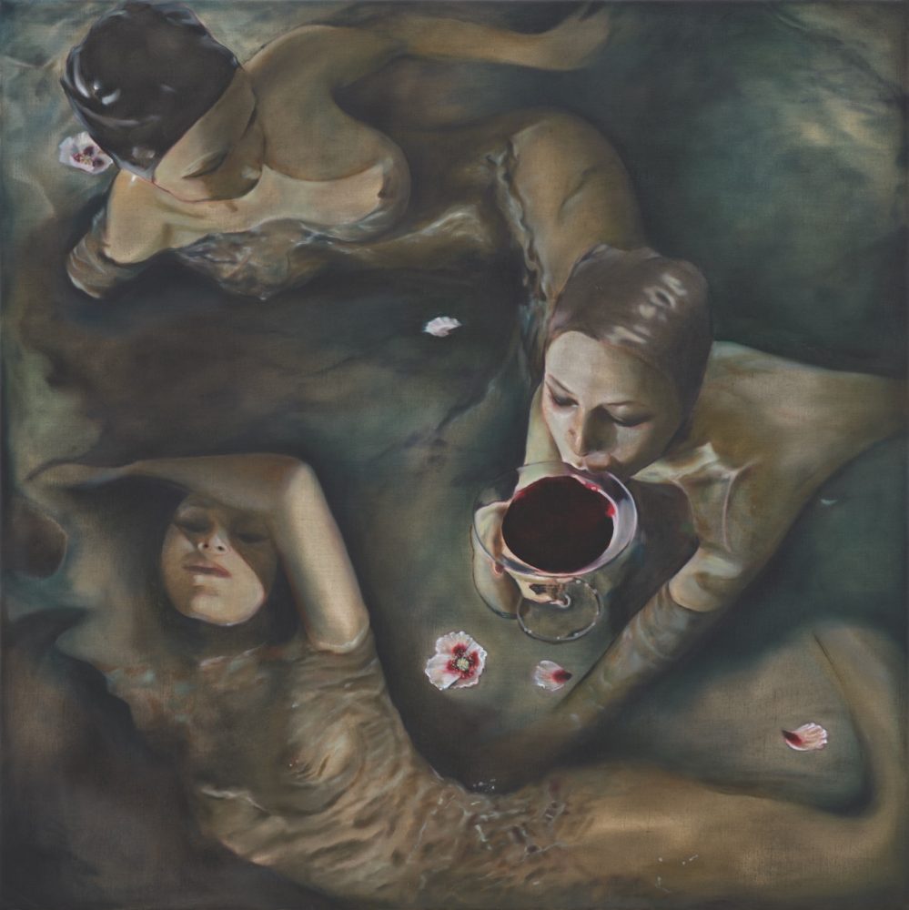 Nicolette Mishkan | Slow Motion Siren Sex Nicolette Mishkan, LUSH OASIS, 2024/25, oil on linen, 36 x 36 inches. Photo by Paul Salveson; Courtesy of the artist and Megan Mulrooney Gallery.