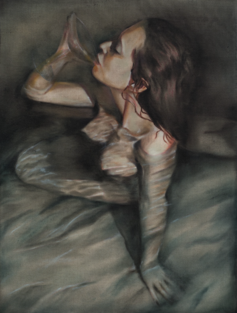 Nicolette Mishkan, DROWNED, 2024/25, oil on linen, 18 x 24 inches. Photo by Paul Salveson; Courtesy of the artist and Megan Mulrooney Gallery.