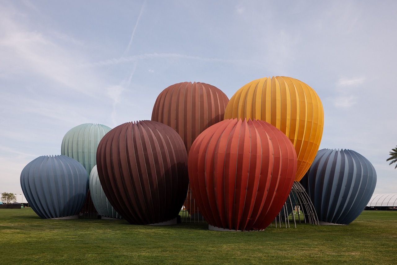 The Art of Coachella 2026 | Monuments of Comfort Starry Eyes by Kyriakos Chatziparaskevas. Photographed by Lance Gerber. day time