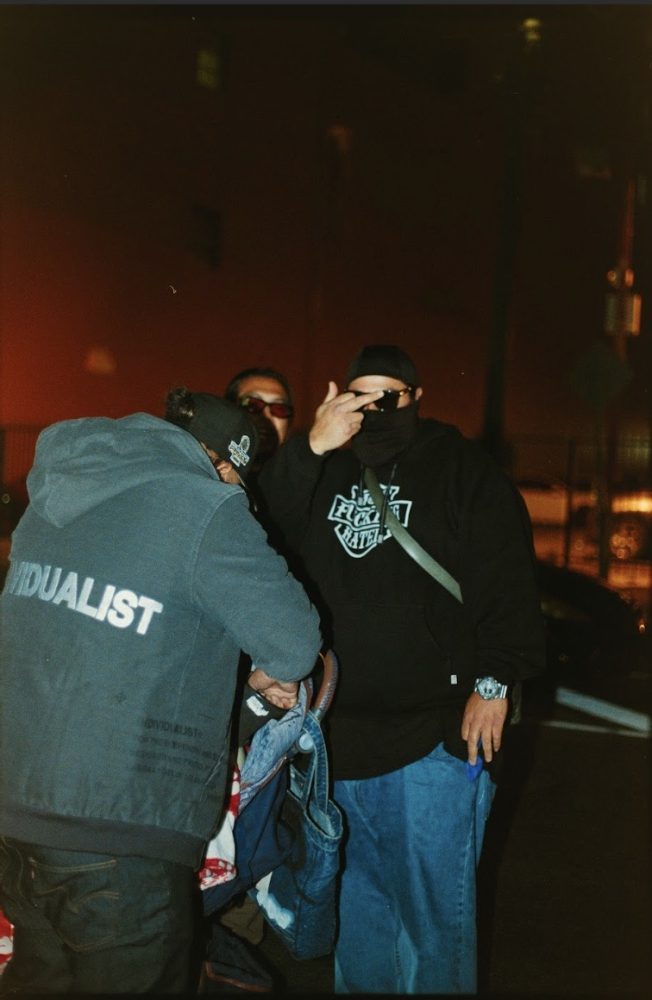 Dead City Punx Take Back LA Still from Punx: The Art of Dead City and Friends. black sweatshirt