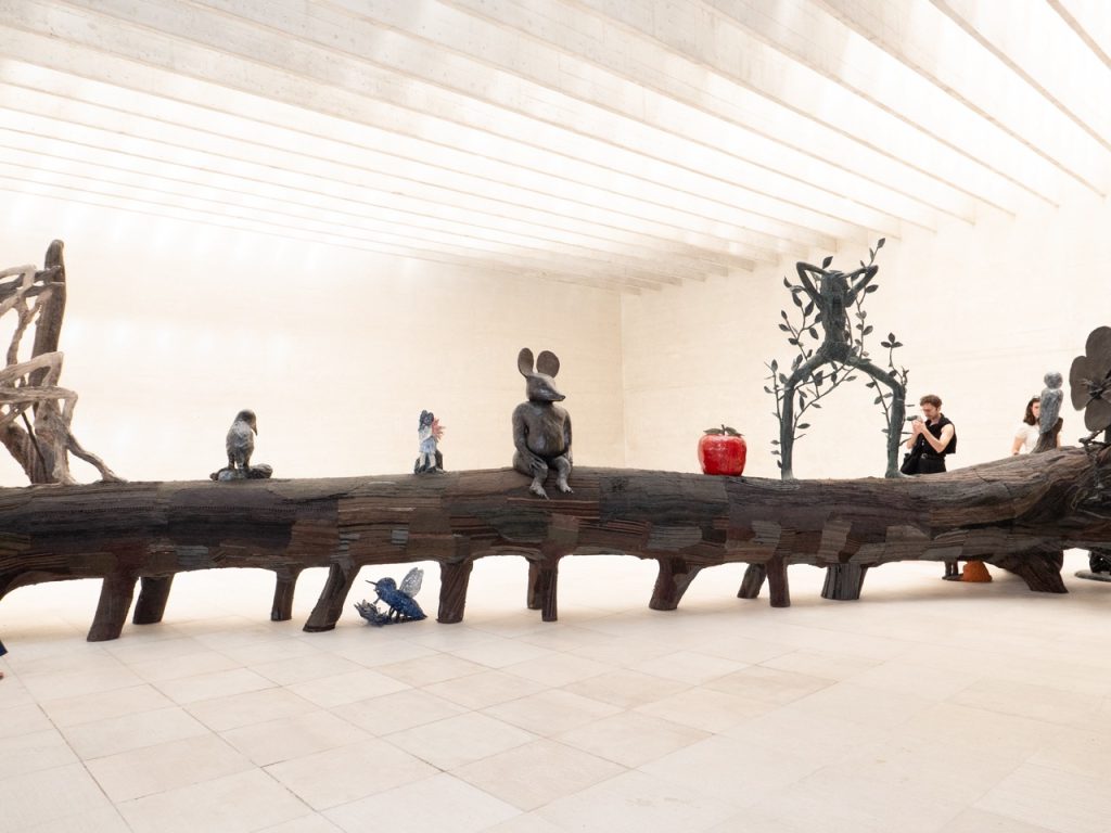 VENICE ART BIENNALE DIARY with Artist Jenny Sharaf The Nordic Countries Pavilion, curated by Anna Mustonen, brings together artists Klara Kristalova, Benjamin Orlow, and Tori Wrånes in a sprawling, mythic installation that moves between sculpture, sound, and performance. Titled How Many Angels Can Dance on the Head of a Pin?, the exhibition transforms Sverre Fehn’s iconic pavilion into an immersive landscape shaped by Nordic folklore, ecological anxiety, and ideas of transformation. It also felt more like a traditional museum or gallery than other pavilions. Objects felt relatable and maybe even, available for purchase.