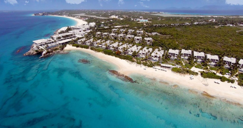 Caribbean Comfort: Four Seasons Anguilla Panoramic view of the Four Seasons Coastline